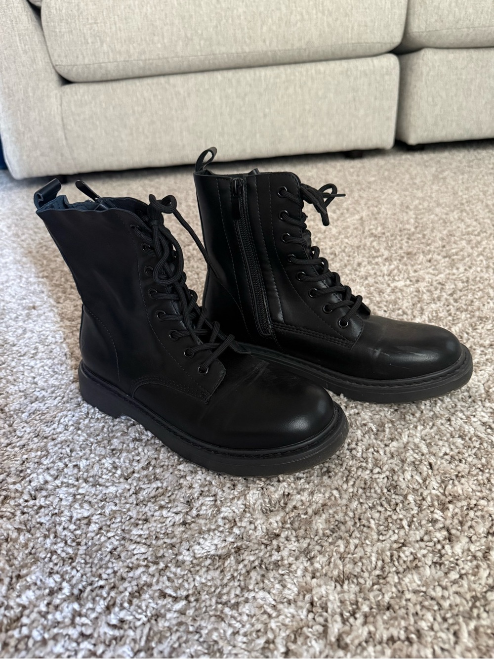 Women’s Black Lace-Up Combat Boots